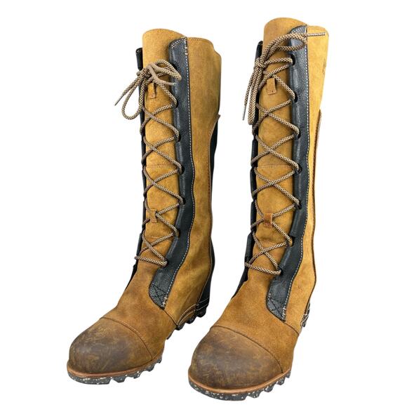 Sorel Women’s Cate The Great Brown Suede Wedge Riding Boot Size US 10 - Picture 6 of 11